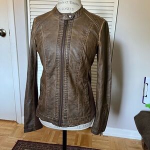 NWT Sebby Collection Brown Faux Leather Jacket